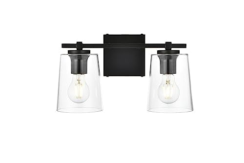 Living District Kacey 2-Light Iron & Glass Bath Sconce in Brass/Clear
