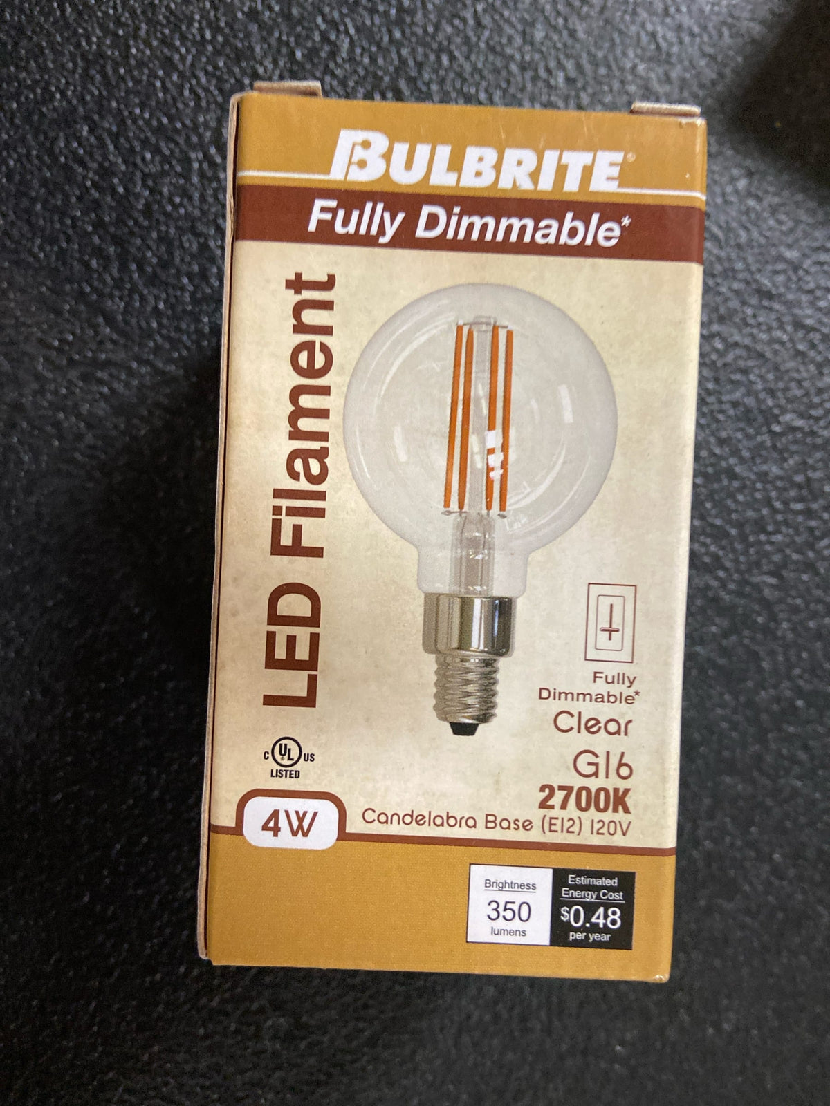 Bulbrite 776743 - LED4G16/27K/FIL/4/JA8 G16 Globe LED Light Bulb