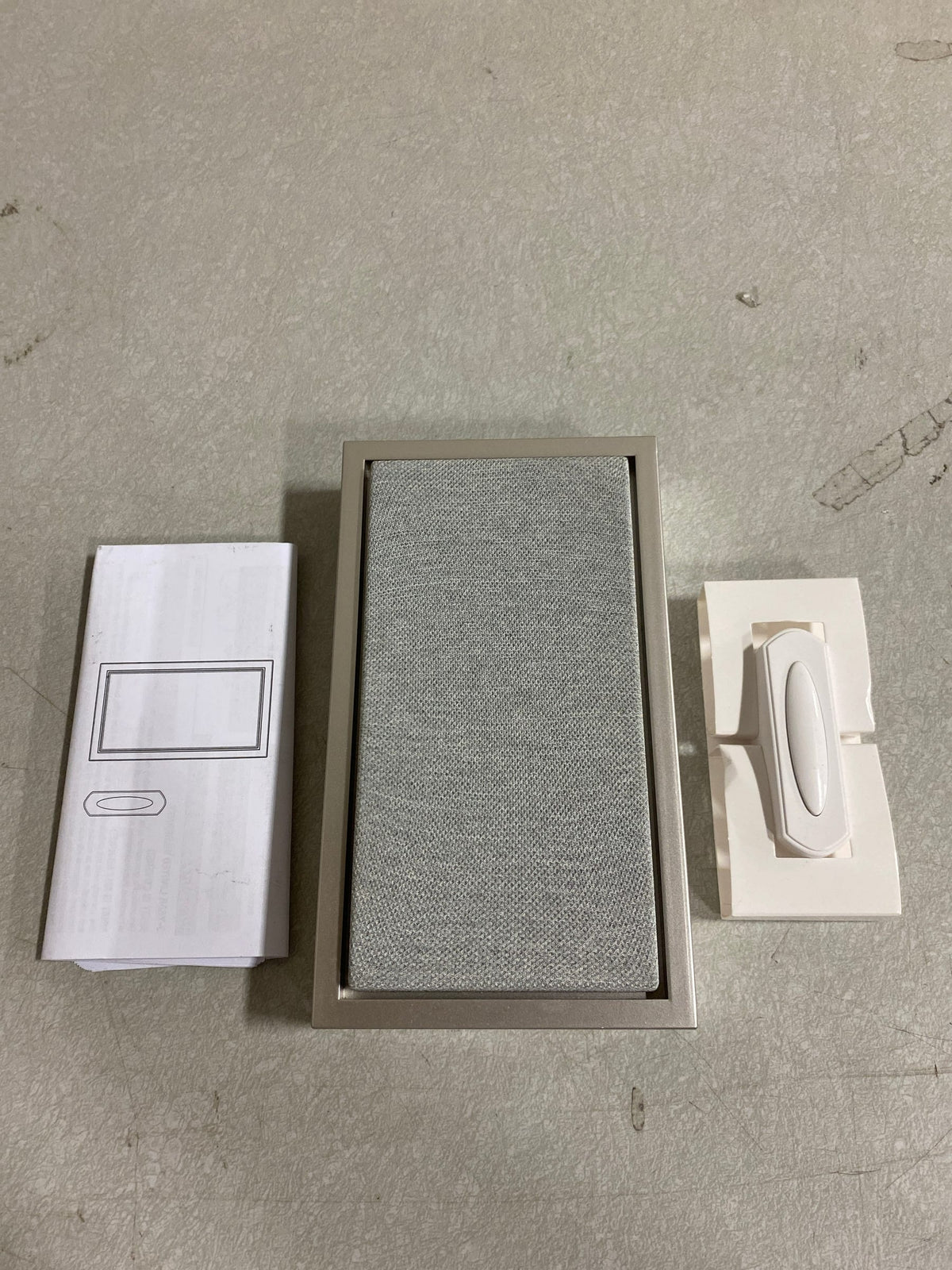 Defiant 18000021 Wireless Battery Operated Doorbell Kit with Wireless Push Button, Nickel with Gray Fabric