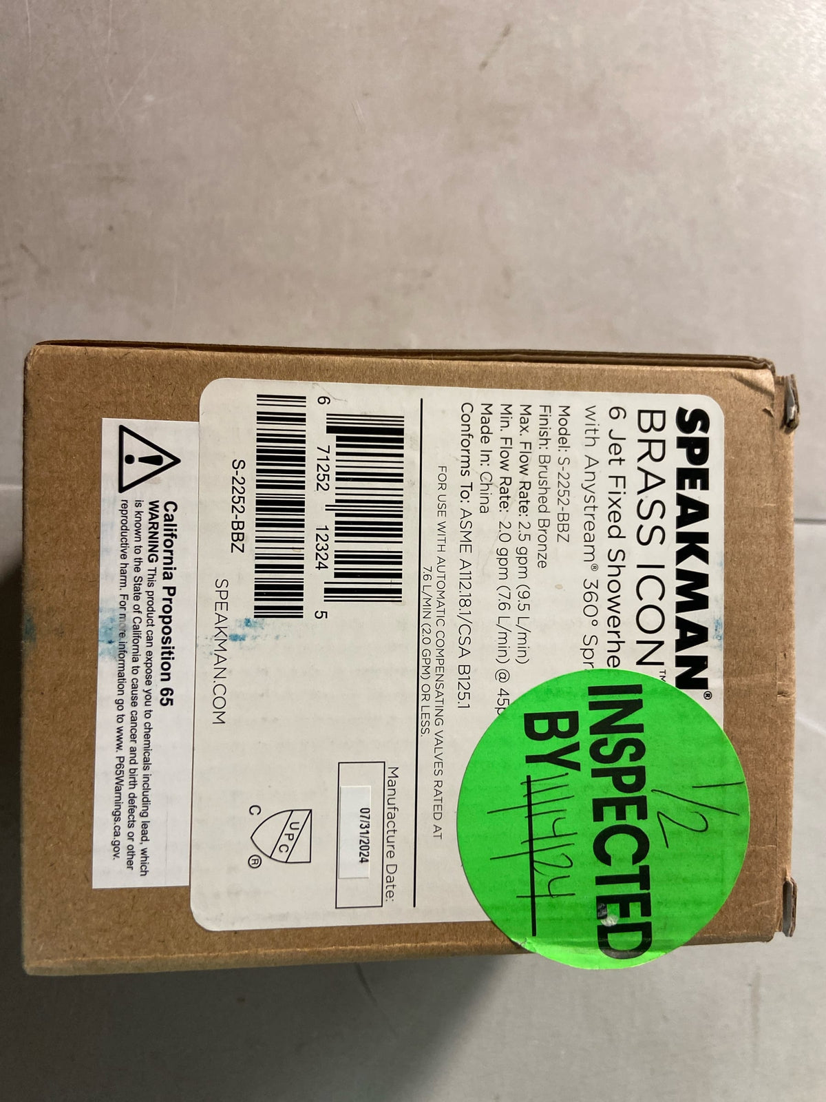 Speakman S-2252-BBZ Icon 2.5 GPM Multi Function Shower Head - Brushed Bronze