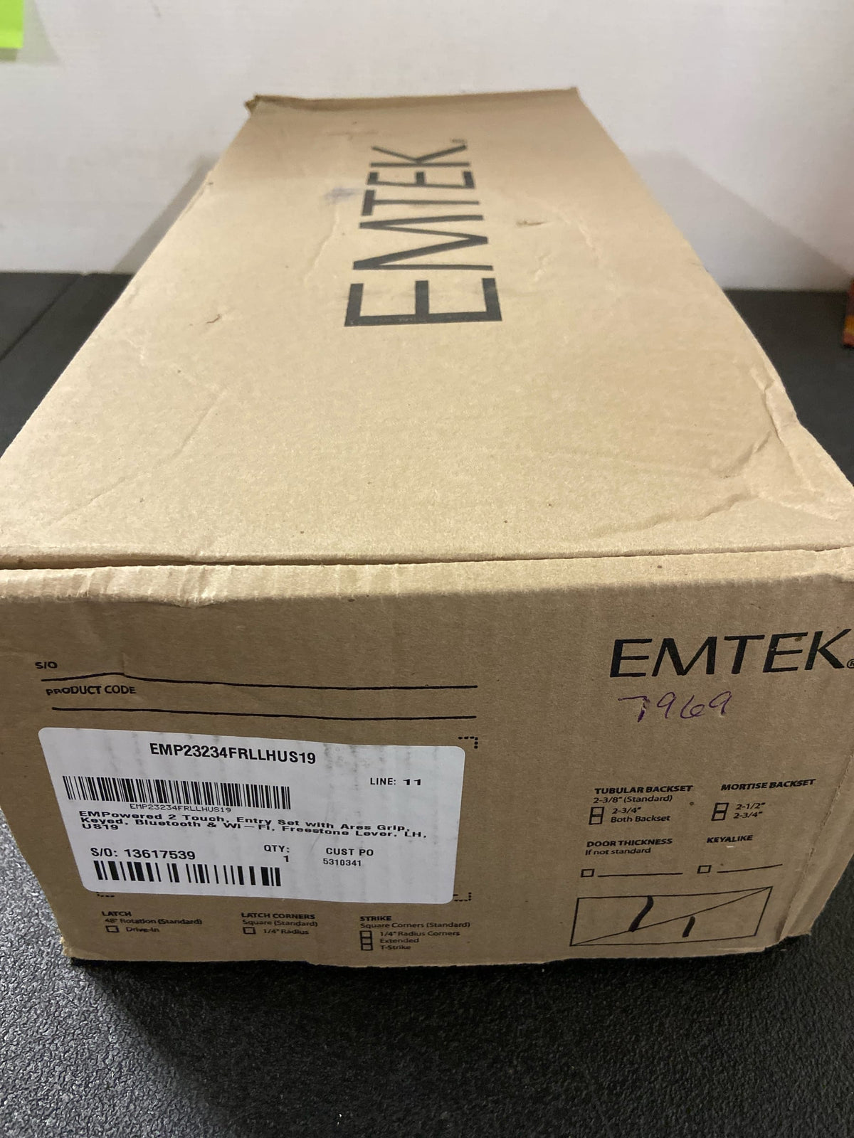 Emtek EMP23234FRLLHUS19 Empowered 2 Ares Left Handed Sectional Electronic Touchpad/Fingerprint Keyless Entry Handleset with Freestone Interior Lever and Bluetooth/WiFi - Flat Black