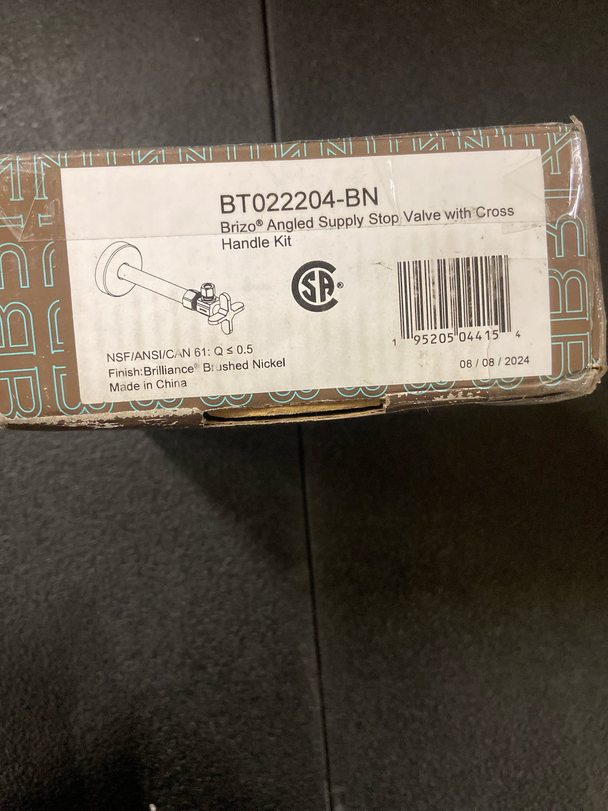 Brizo BT022204-BN Odin Angled Supply Stop Valve with Cross Handle - Less Supply Line - Brushed Nickel