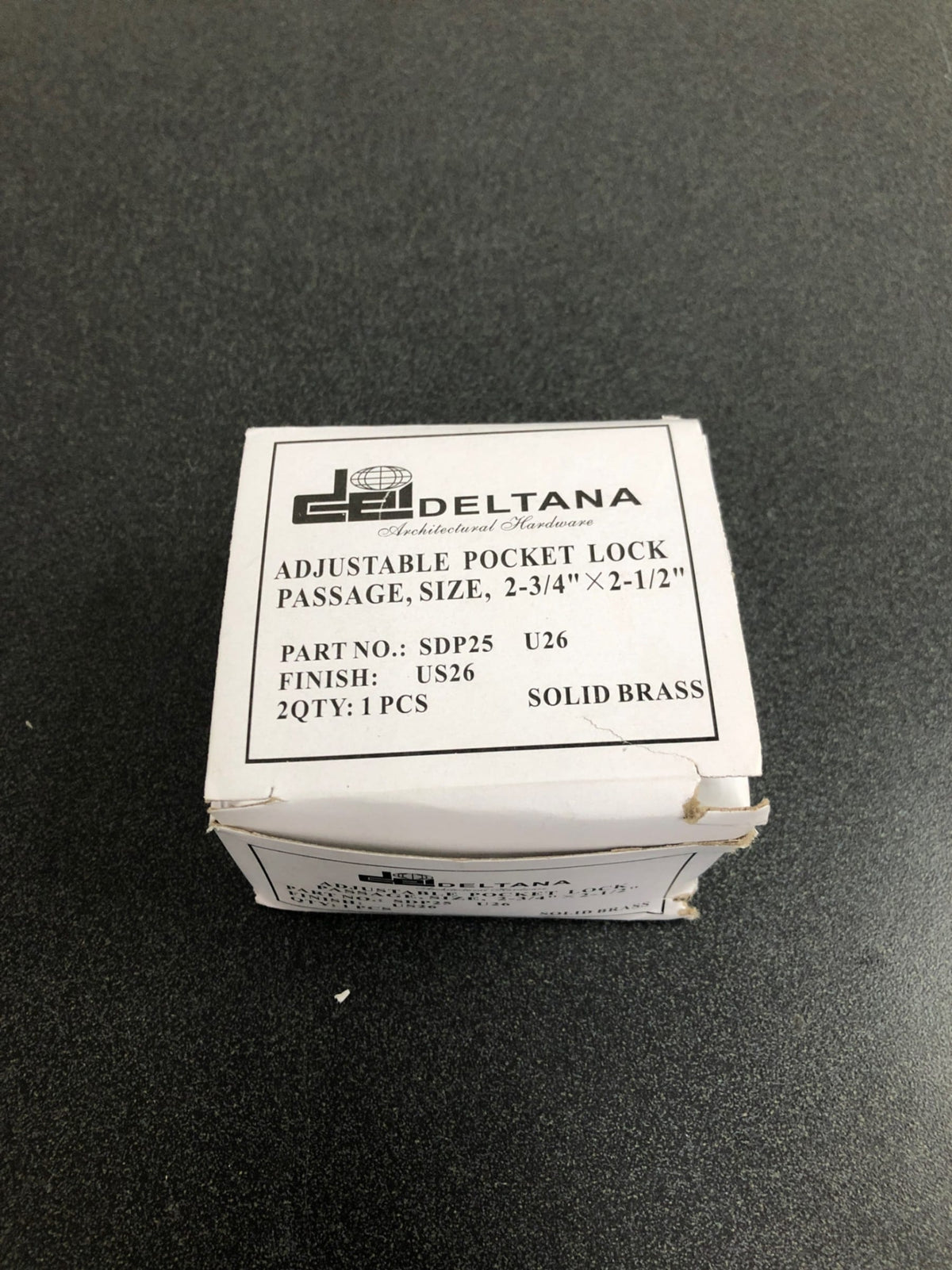 Deltana SDP25U26 Solid Brass 2-1/2" x 2-3/4" Adjustable Pocket Door Passage Lock - Chrome