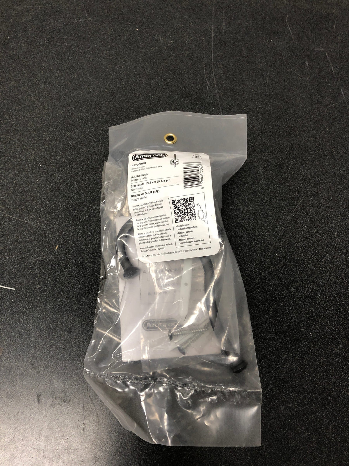 Amerock H37002MB Kinsale 5-1/4 in. L Matte Black Double Prong Wall Hook
