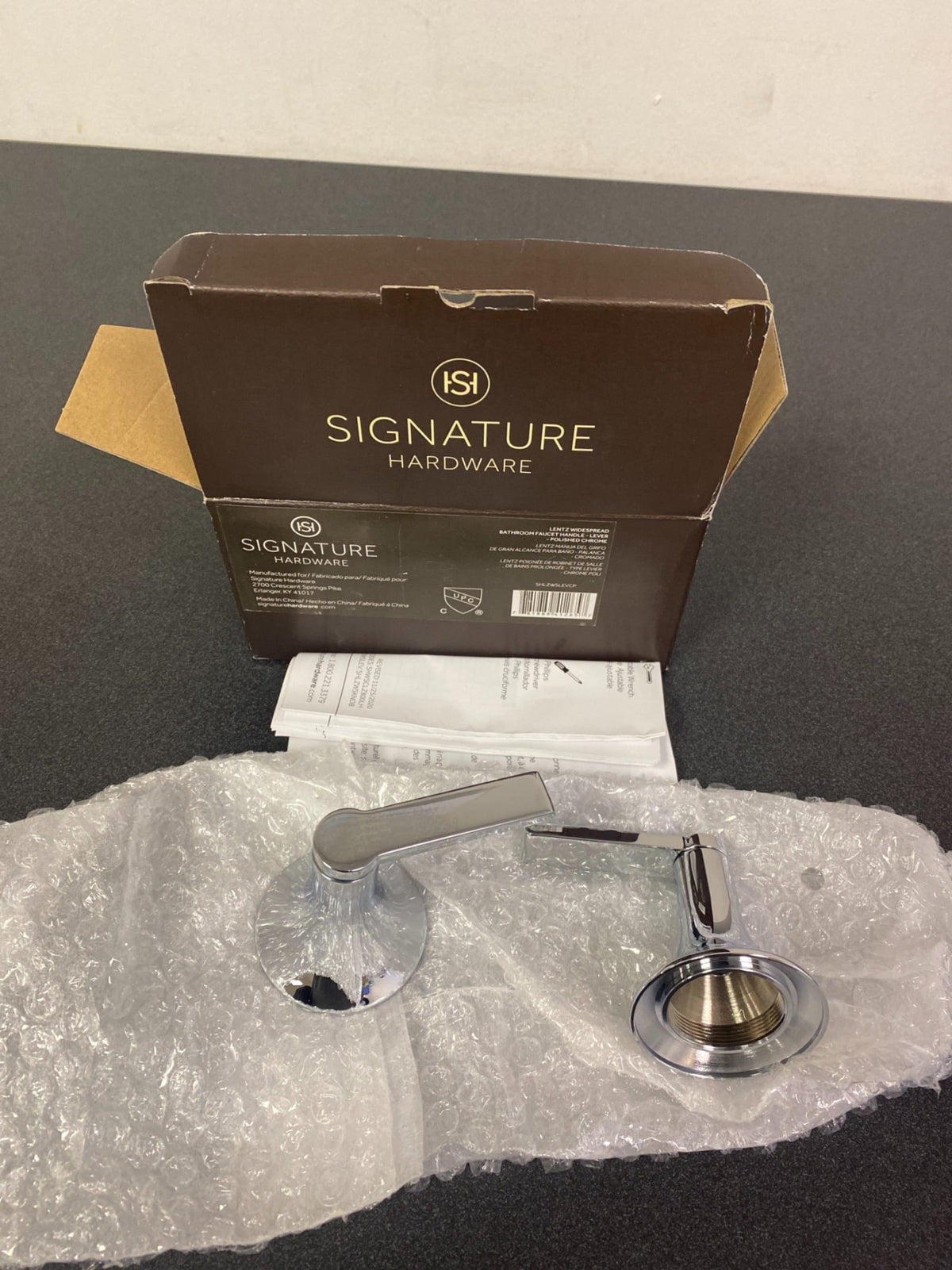 Signature Hardware Lentz Lever Handle in Polished Chrome
