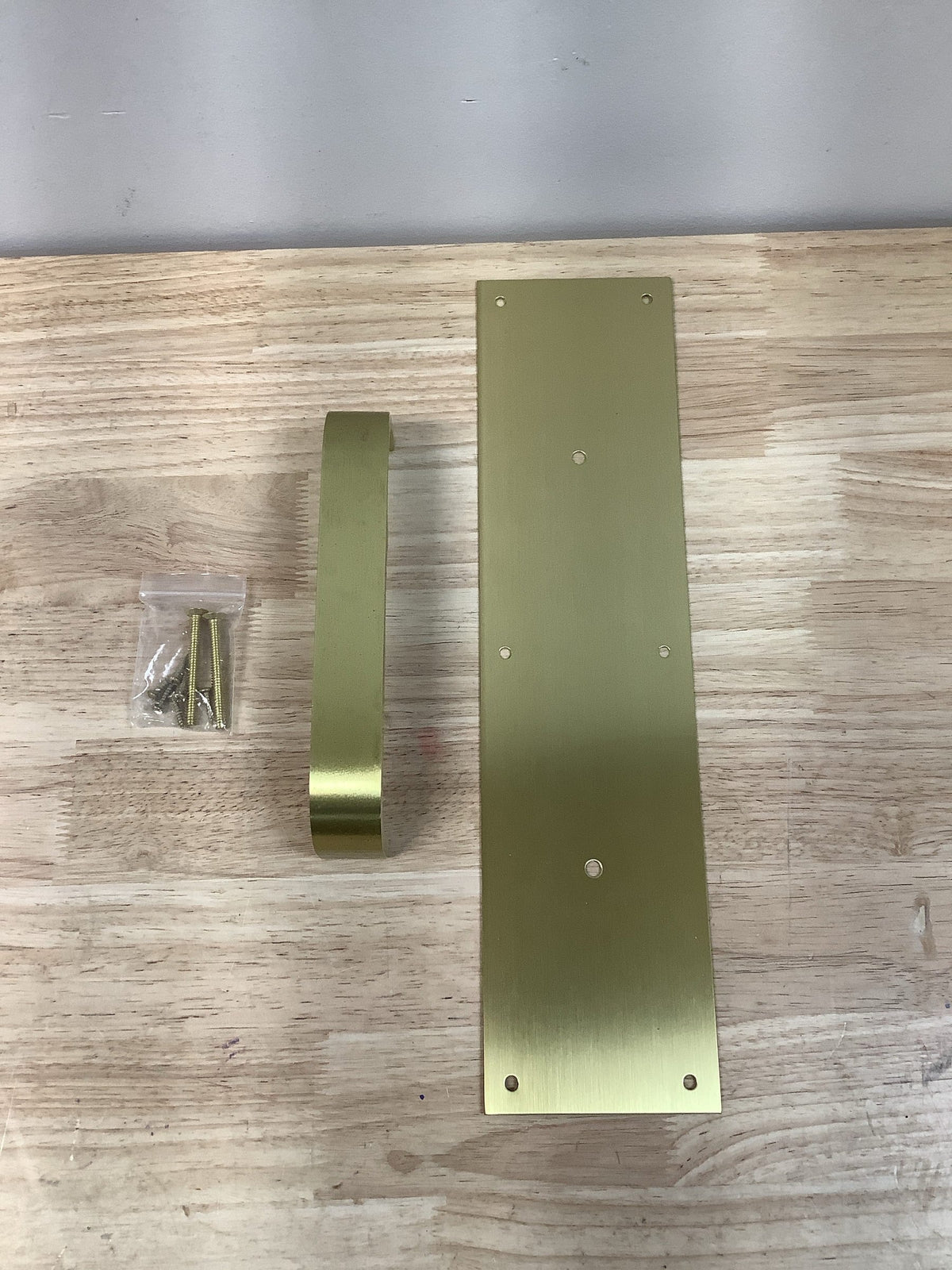 Hager 1-374163 4" x 16" Square Corner 0.050" Gauge Pull Plate with 1-1/4" Rectangular Pull on 8" Center from the Pull Plates Collection - Polished Brass