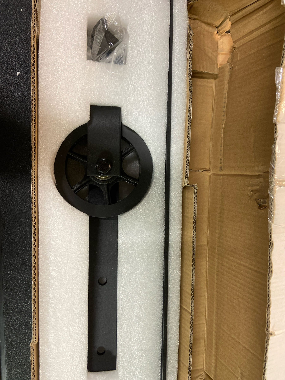 Miseno MBDH1005X60 60" Large Wheel Bent Strap Barn Door Hardware Kit - Black