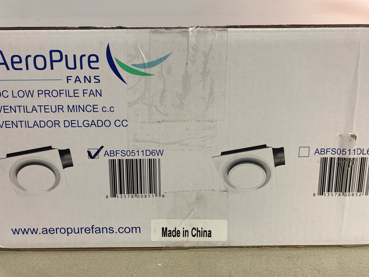 Aero pure ABFS0511 D6 W Quiet Adjustable 50-80-110 CFM Energy Star Bathroom Ventilation Fan 0.4 Sones Fits 2 in. x 4 in. Joists White