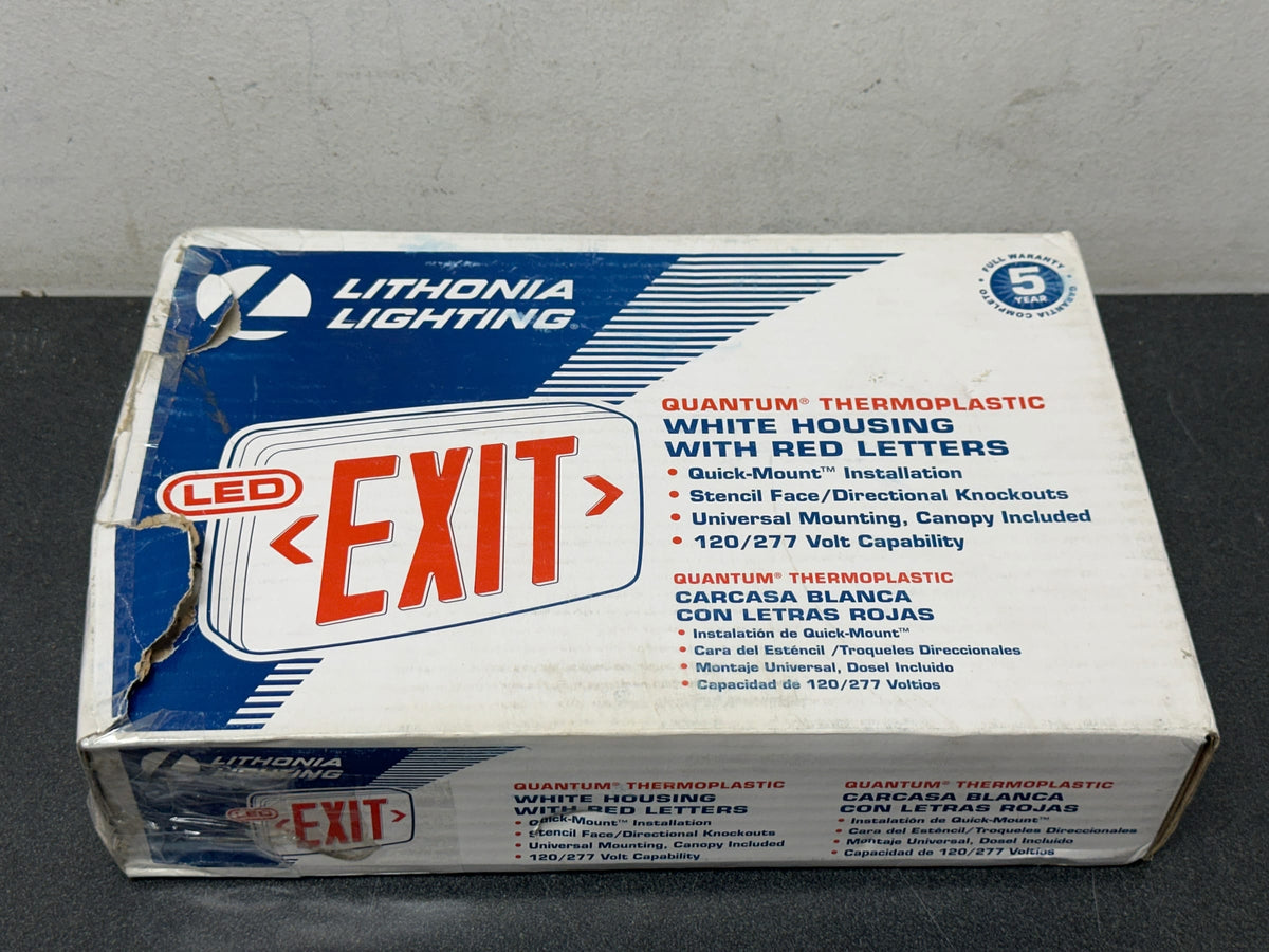 Lithonia Lighting Quantum Thermoplastic LED Emergency Exit Sign, Red Letters
