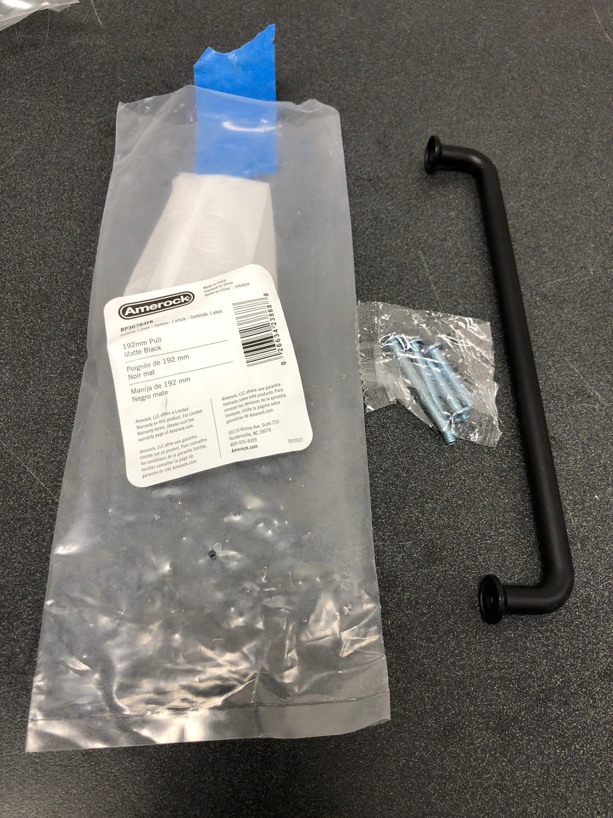 Amerock BP36783FB Factor 7-9/16 Inch Center to Center Handle Cabinet Pull - Matte Black