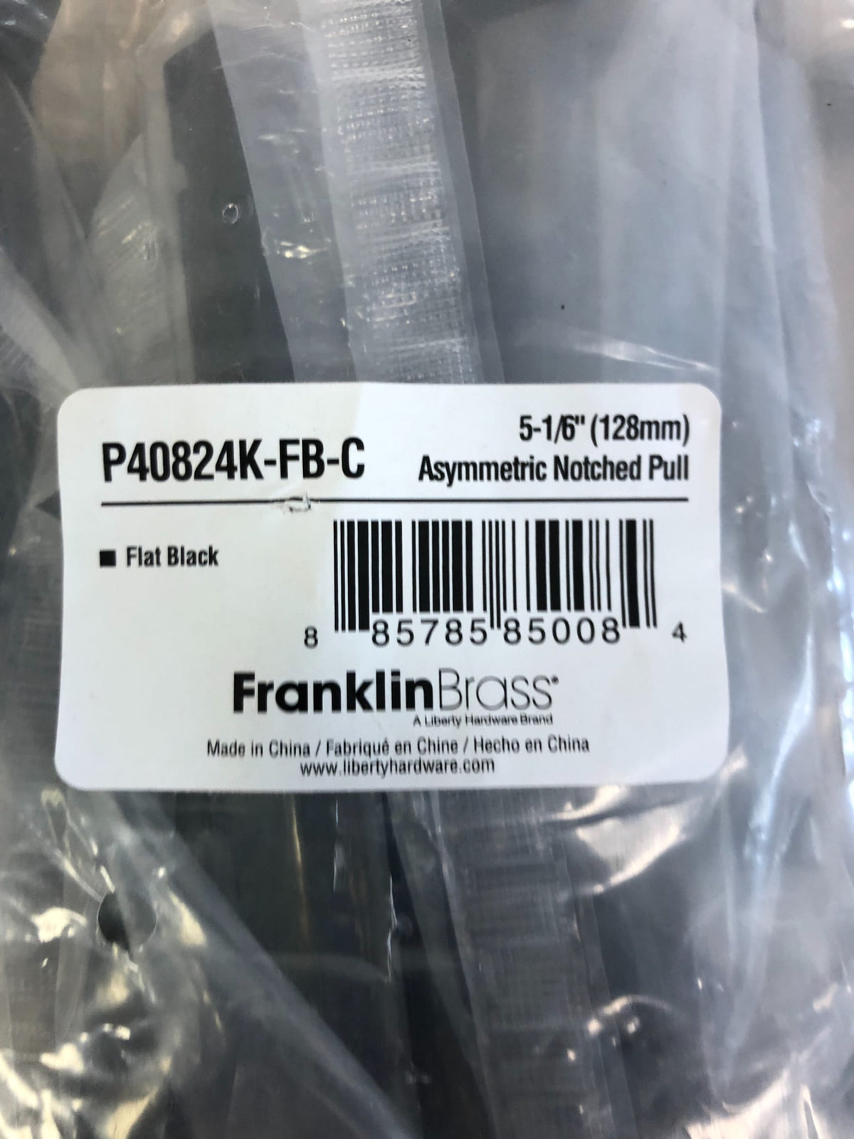Franklin Brass Asymmetric Notched 5-1/16 Inch Center to Center Handle Cabinet Pull - Pack of 10 - Matte Black