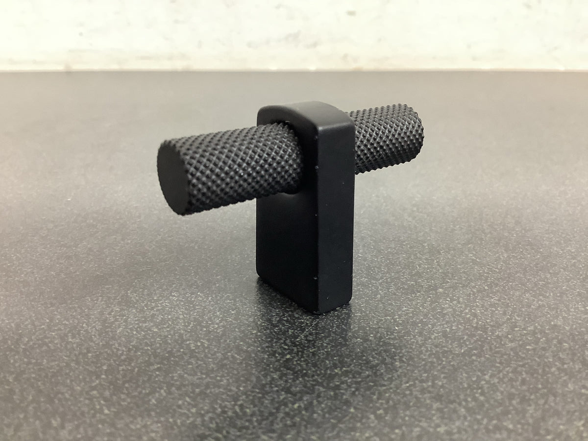 Alno A2901-MB Vita Bella 1-3/4" Modern Knurled T Bar Cabinet Knob / Drawer Knob with Eye Post - Matte Black