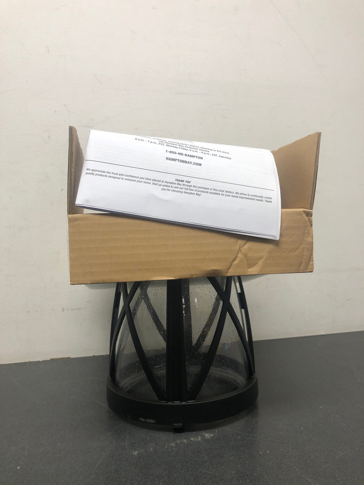 Hampton bay 46274 Ravencrest 120 Lumens Black Outdoor Solar Post Lantern
