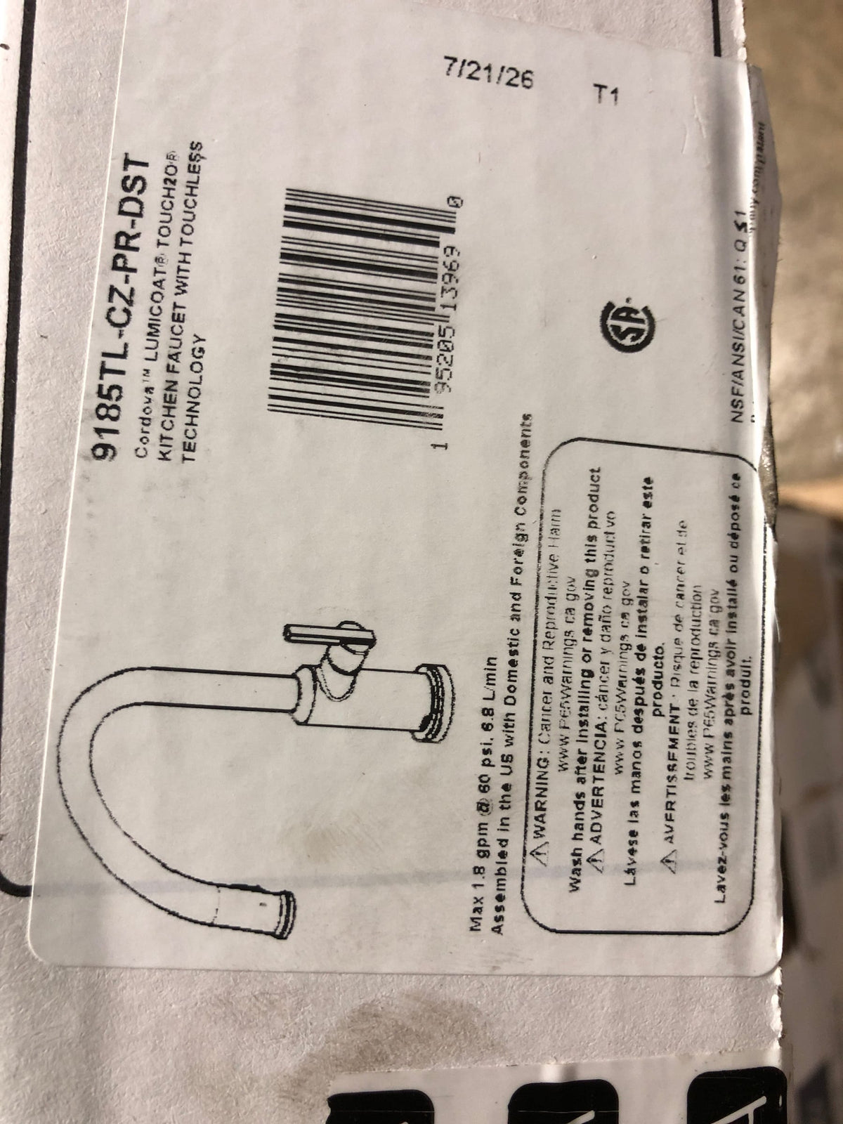 Delta 9185TL-CZ-PR-DST Cordova 1.8 GPM Single Hole Pull Down Touchless Kitchen Faucet with Arc Spout - Lumicoat Champagne Bronze