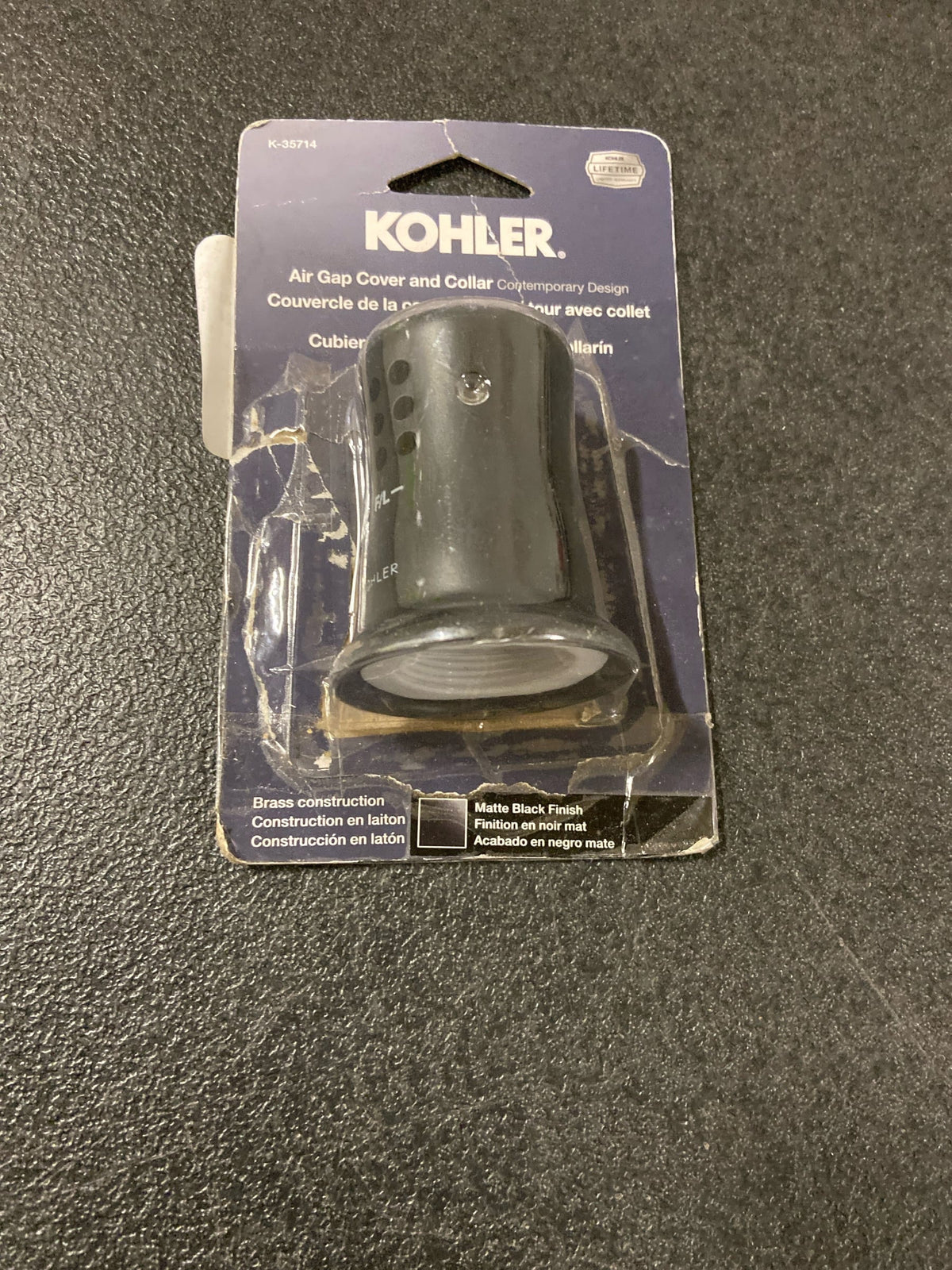 Kohler K-35714-BL Brass Air Gap Cover and Collar - Matte Black