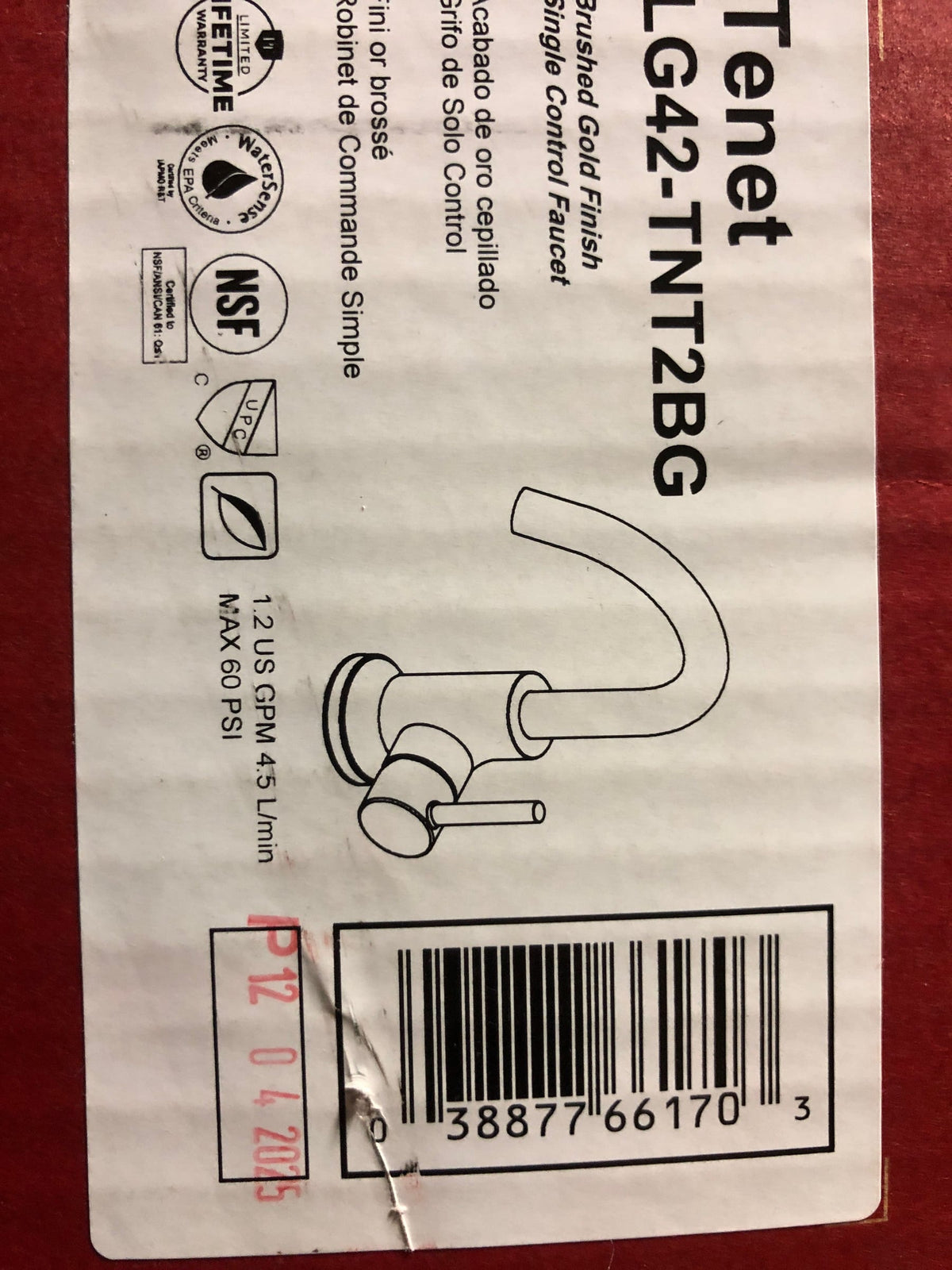 Pfister LG42-TNT2BG Tenet 1.2 GPM Single Hole Bathroom Faucet - Brushed Gold