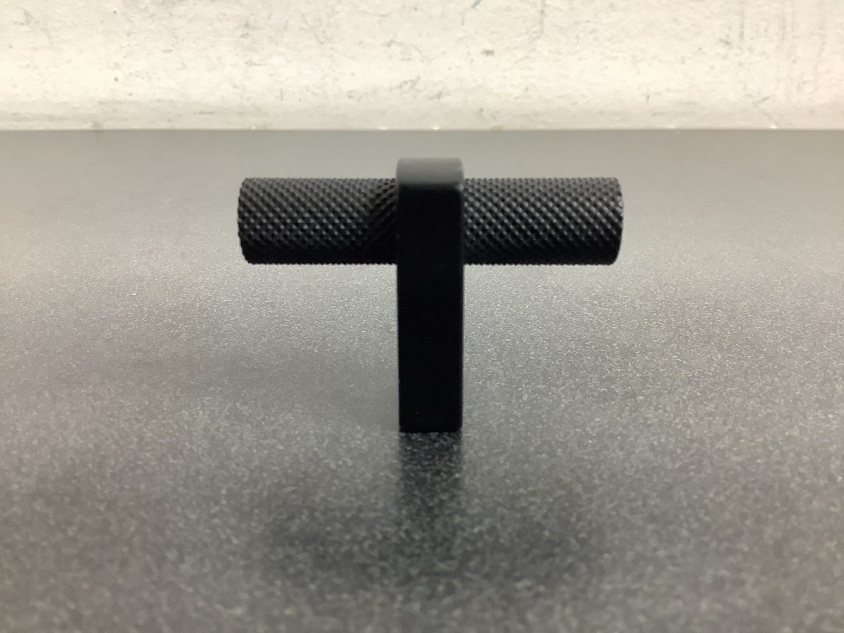 Alno A2901-MB Vita Bella 1-3/4" Modern Knurled T Bar Cabinet Knob / Drawer Knob with Eye Post - Matte Black