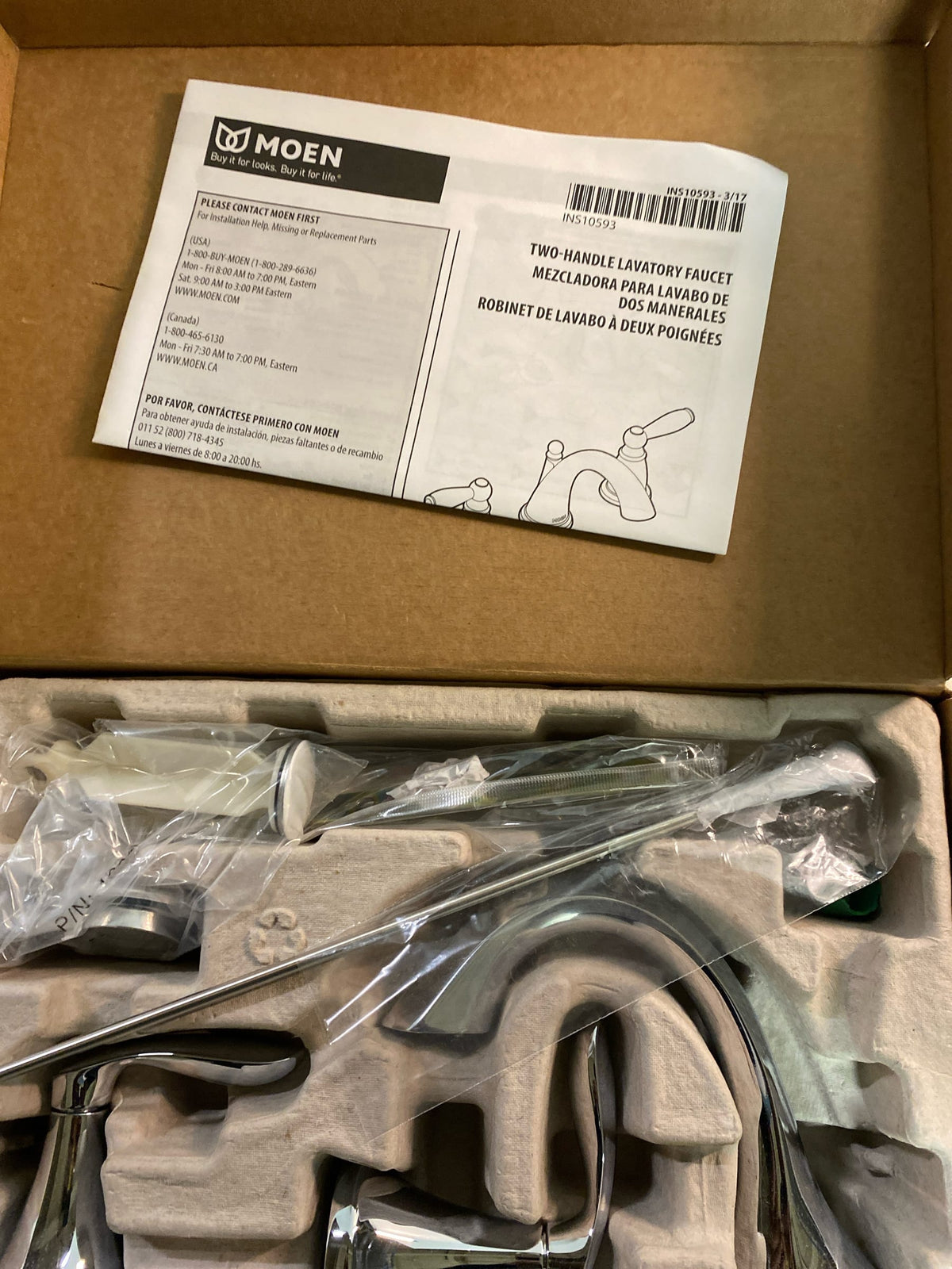 Moen T6420 Eva 1.2 GPM Deck Mounted Bathroom Faucet with Pop-Up Plug- Less Drain Assembly - Chrome