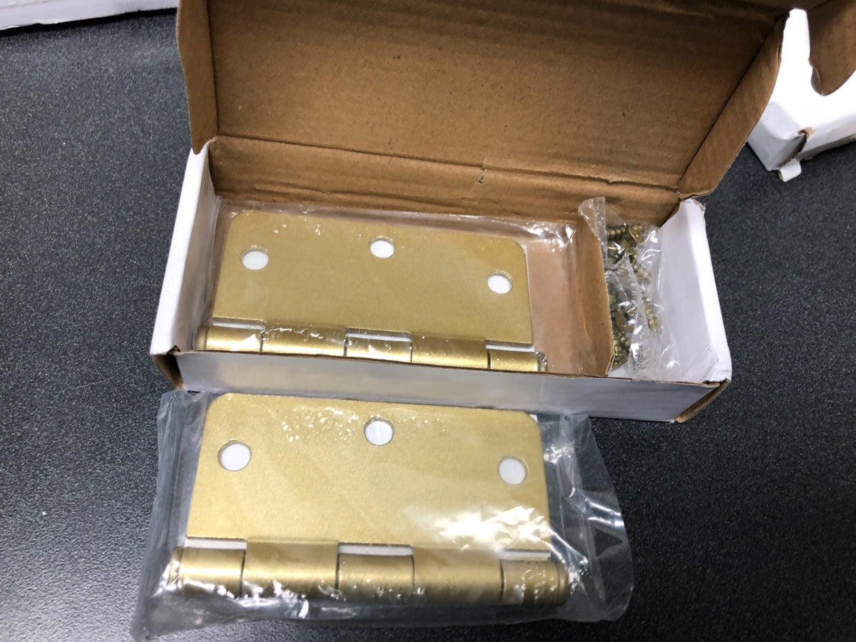 Emtek 9100 Steel Hinges (Pair) - SD - 1/4" Radius Corner - 3 1/2" x 3 1/2" - 910234 - Satin Brass (US4)
