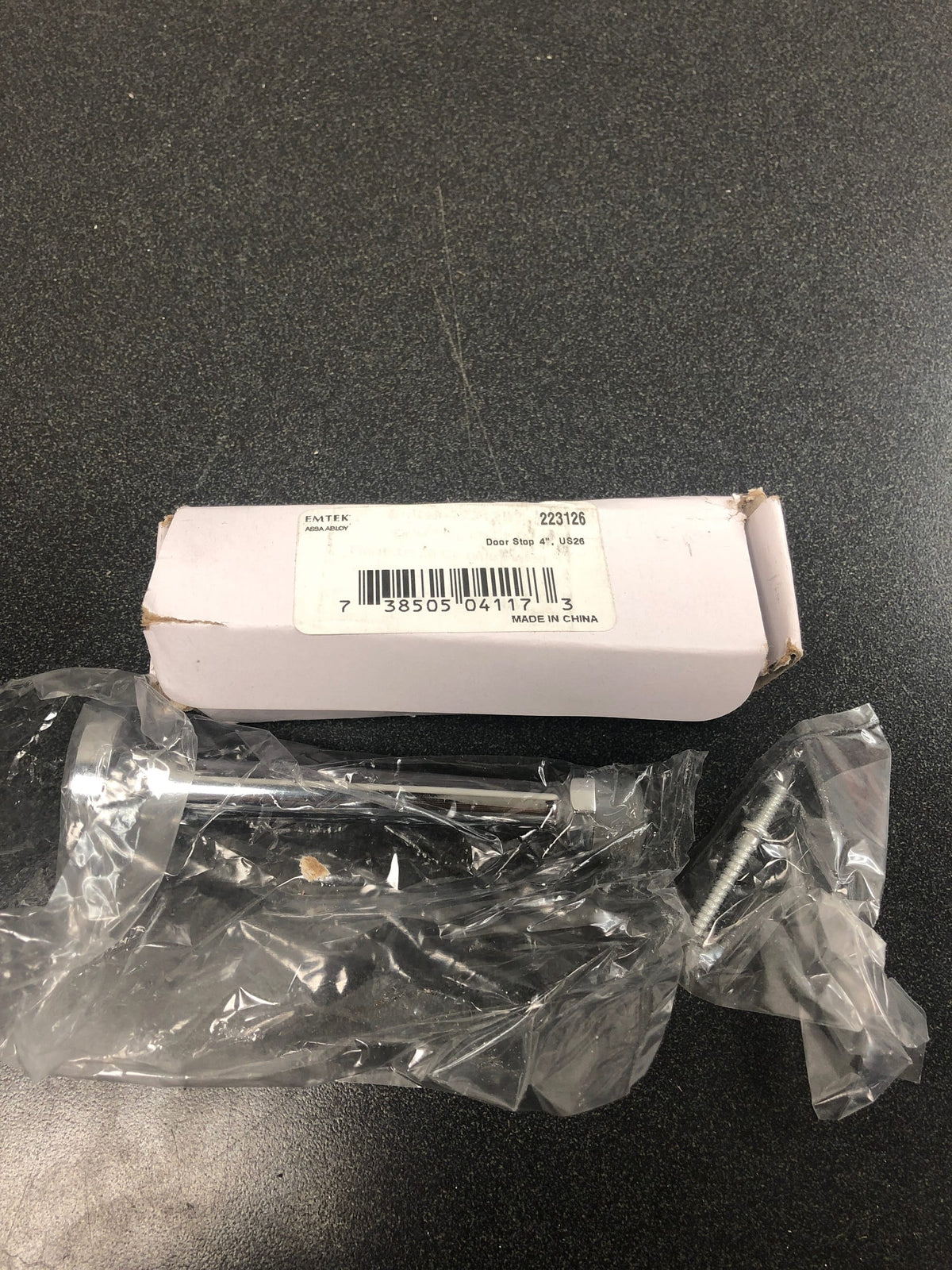 Emtek 2231US26 4" Length Solid Brass Baseboard Door Stop With Screw - Polished Chrome