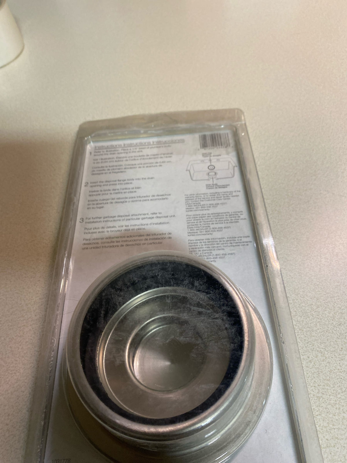 Kohler K-11352-SN Solid Durable Disposal Flange and Stopper for Standard Garbage Disposals - Polished Nickel