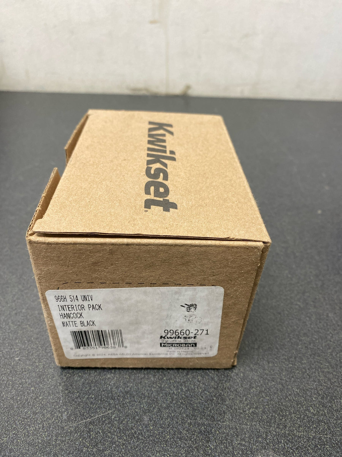 Kwikset 966H-514.UNIV Hancock Knob Single Cylinder Interior Pack with Round Rose for Handlesets - Matte Black