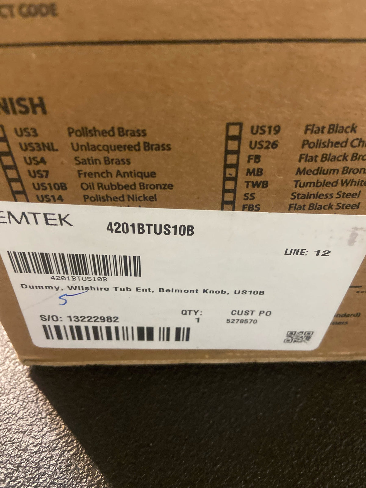 Emtek 4201US10B Wilshire Dummy Classic Brass Handleset - Oil Rubbed Bronze Belmont Knob