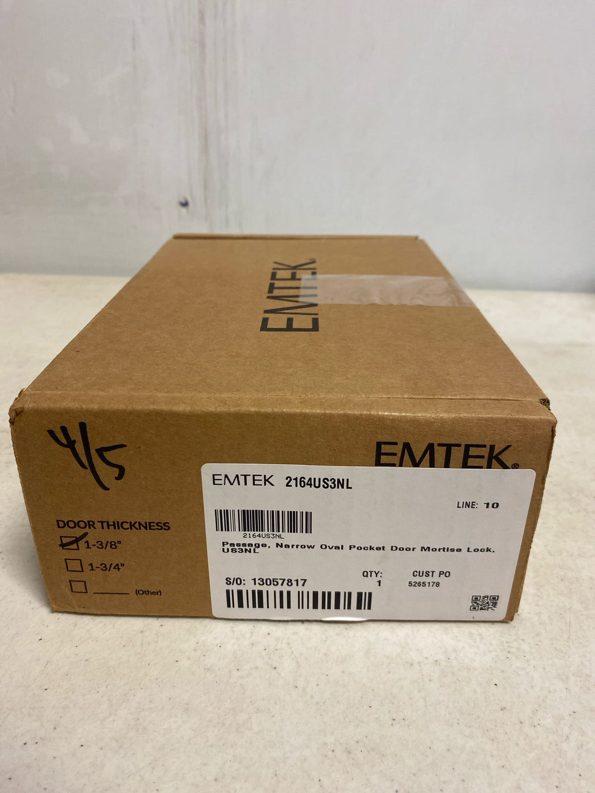 Emtek 2164US3NL Narrow Oval 7-1/4" Tall Passage Pocket Door Pull - Unlacquered Brass