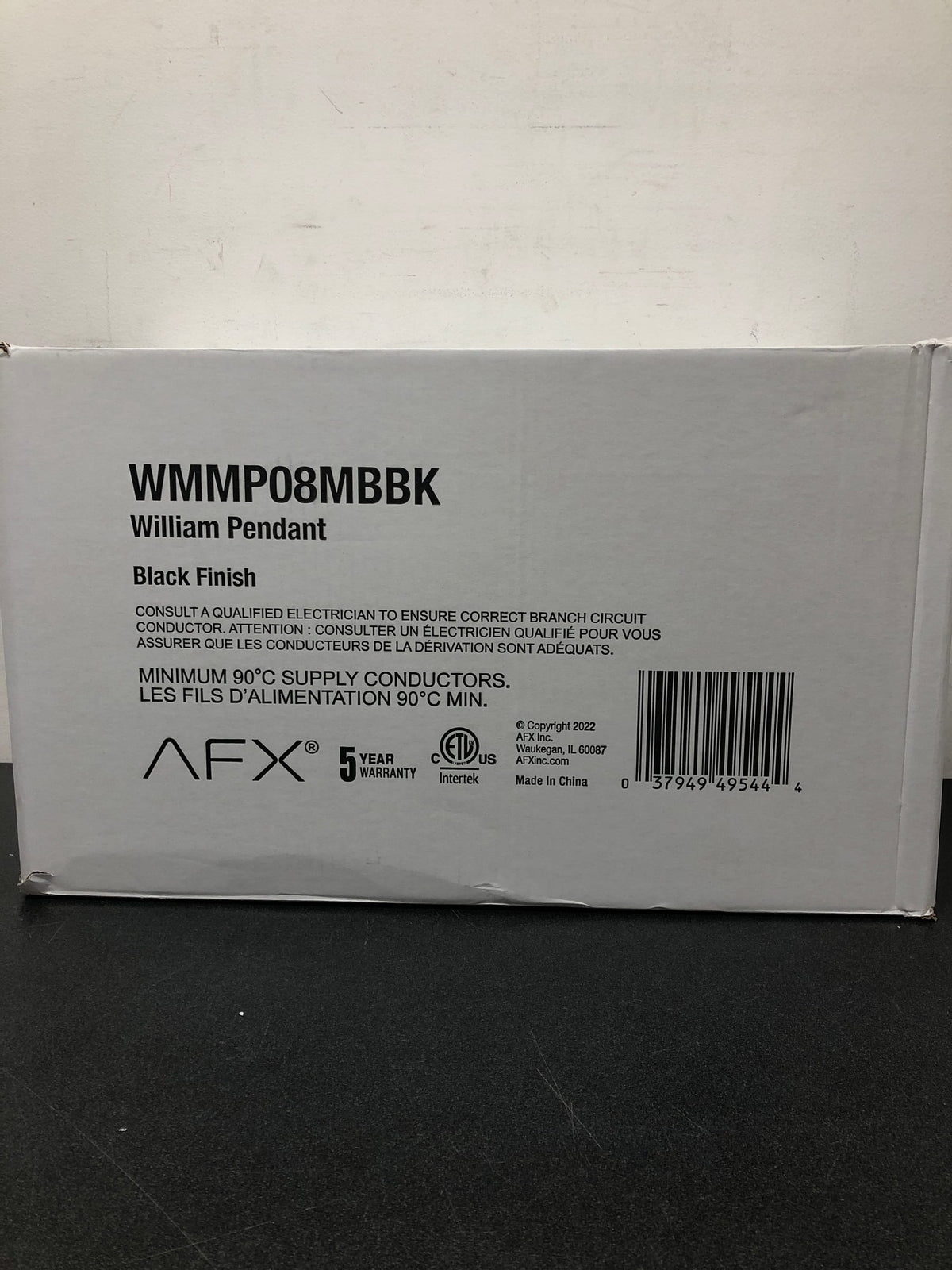 AFX WMMP08MBBK William 8" Wide Mini Pendant with Clear Glass Shade - Black