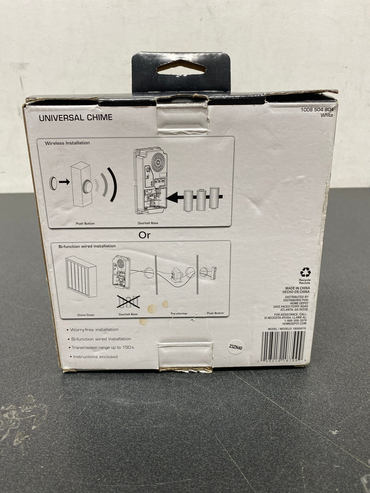 Defiant 18000019 Wireless or Wired Doorbell Chime, White Bead Board Finish