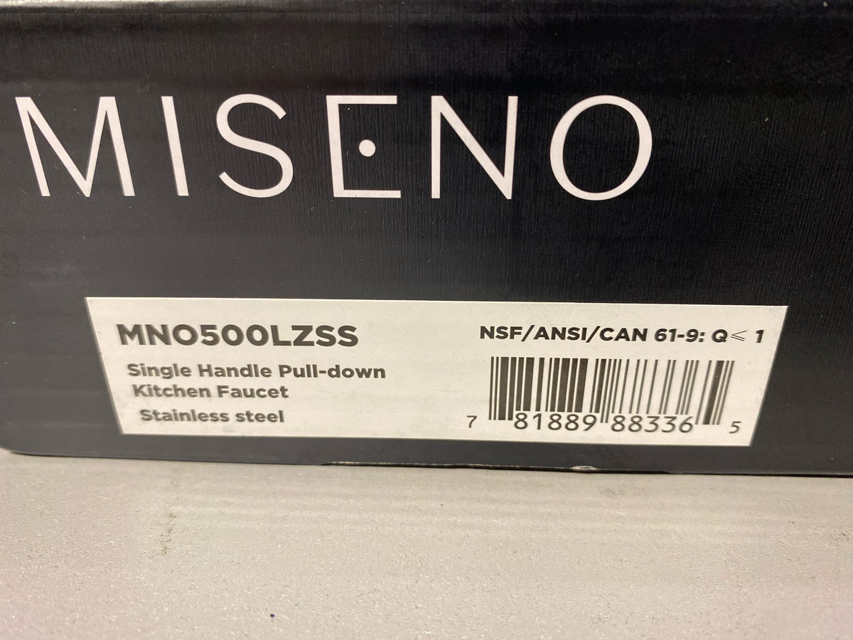 Miseno MNO500LZSS Galleria Pre-Rinse Single Handle Kitchen Faucet with Multi-Flow Spray Head - Includes Optional Deck Plate - Stainless Steel
