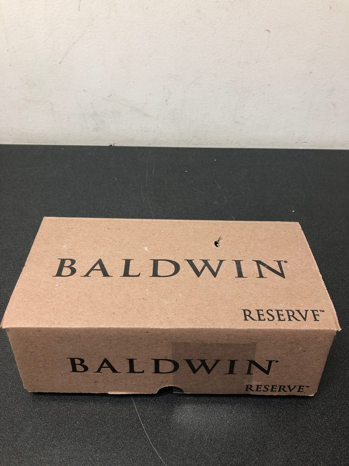 Baldwin FDSQUCSR150 Square Non-Turning Two-Sided Through-Door Dummy Door Lever Set with Square Rosette from the Reserve Collection - Satin Nickel