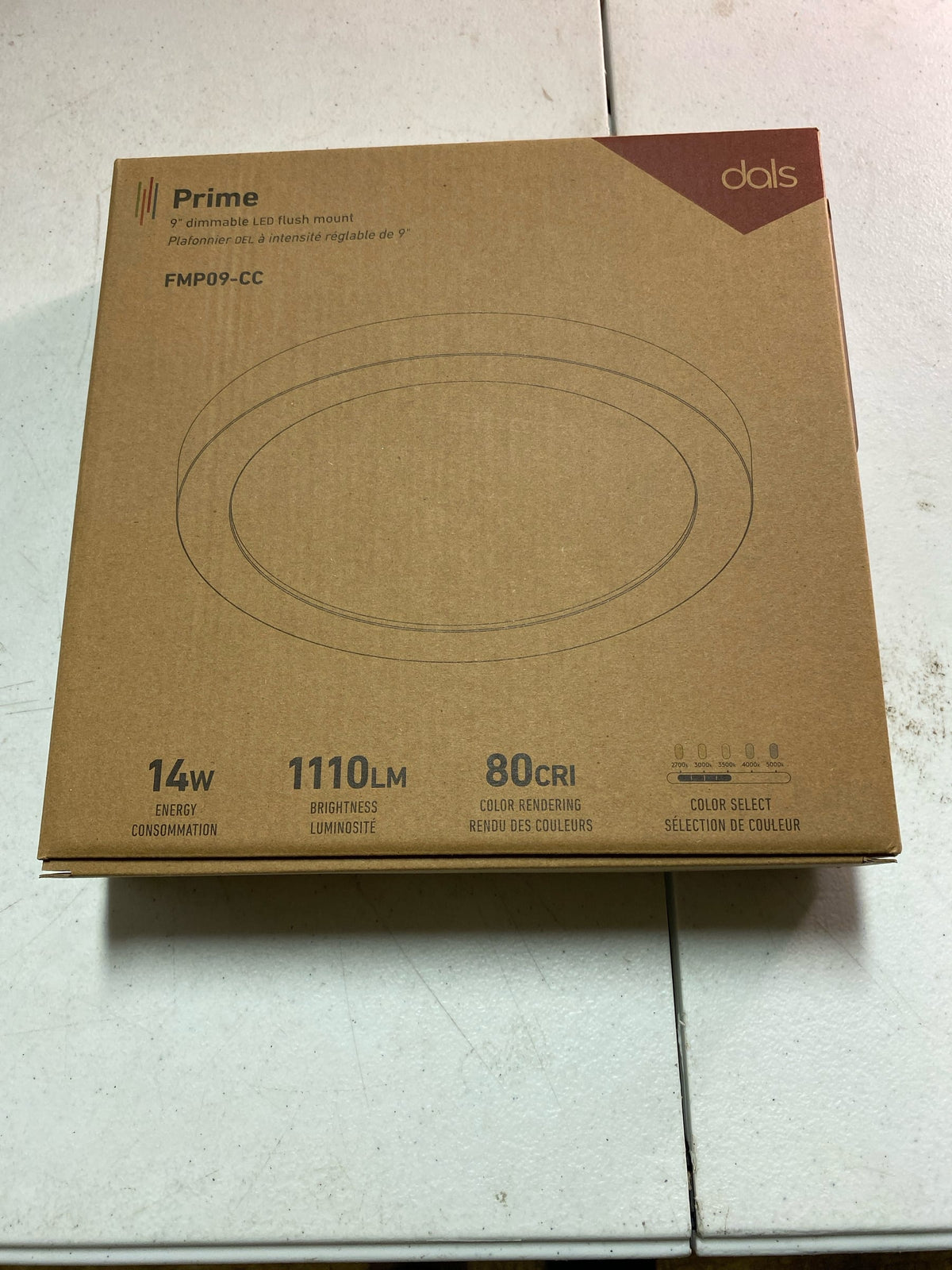DALS Lighting FMP09-CC-WH Prime 9" Wide Flush Mount Drum Ceiling Fixture - White