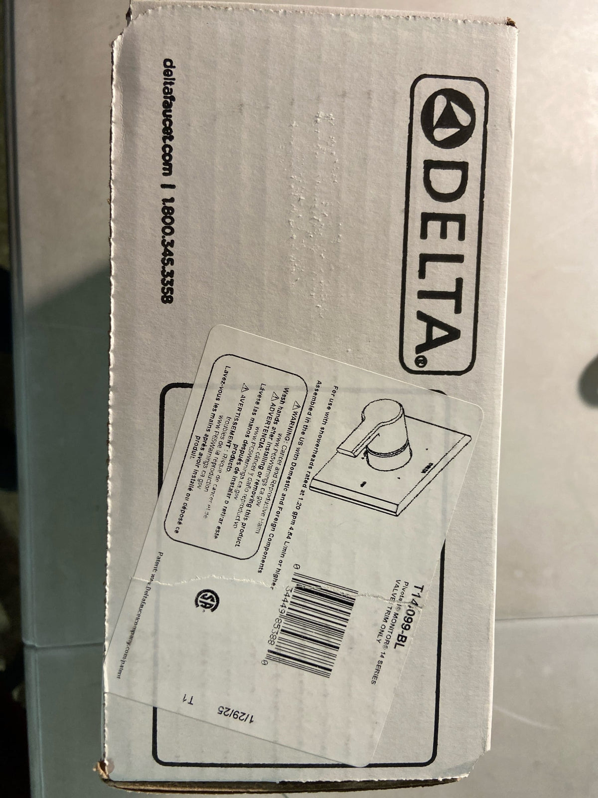 Delta T14099-BL Pivotal Pressure Balanced Valve Trim Only with Single Lever Handle - Less Rough In - Matte Black