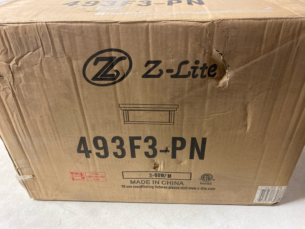 Z-Lite 493F3-PN Clarion Flush Mount, 3-Light 180 Total Watts, Polished Nickel