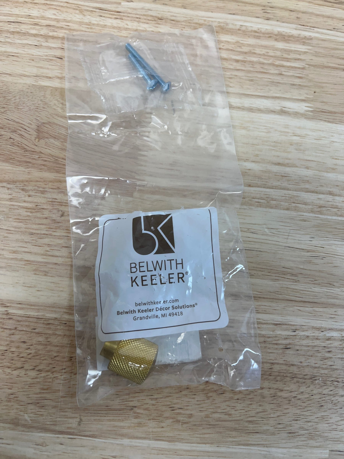 Belwith Keeler B076864-BGB Verge 7/8" Industrial Diamond Knurled Solid Brass Button Cabinet Knob / Drawer Knob - Brushed Golden Brass