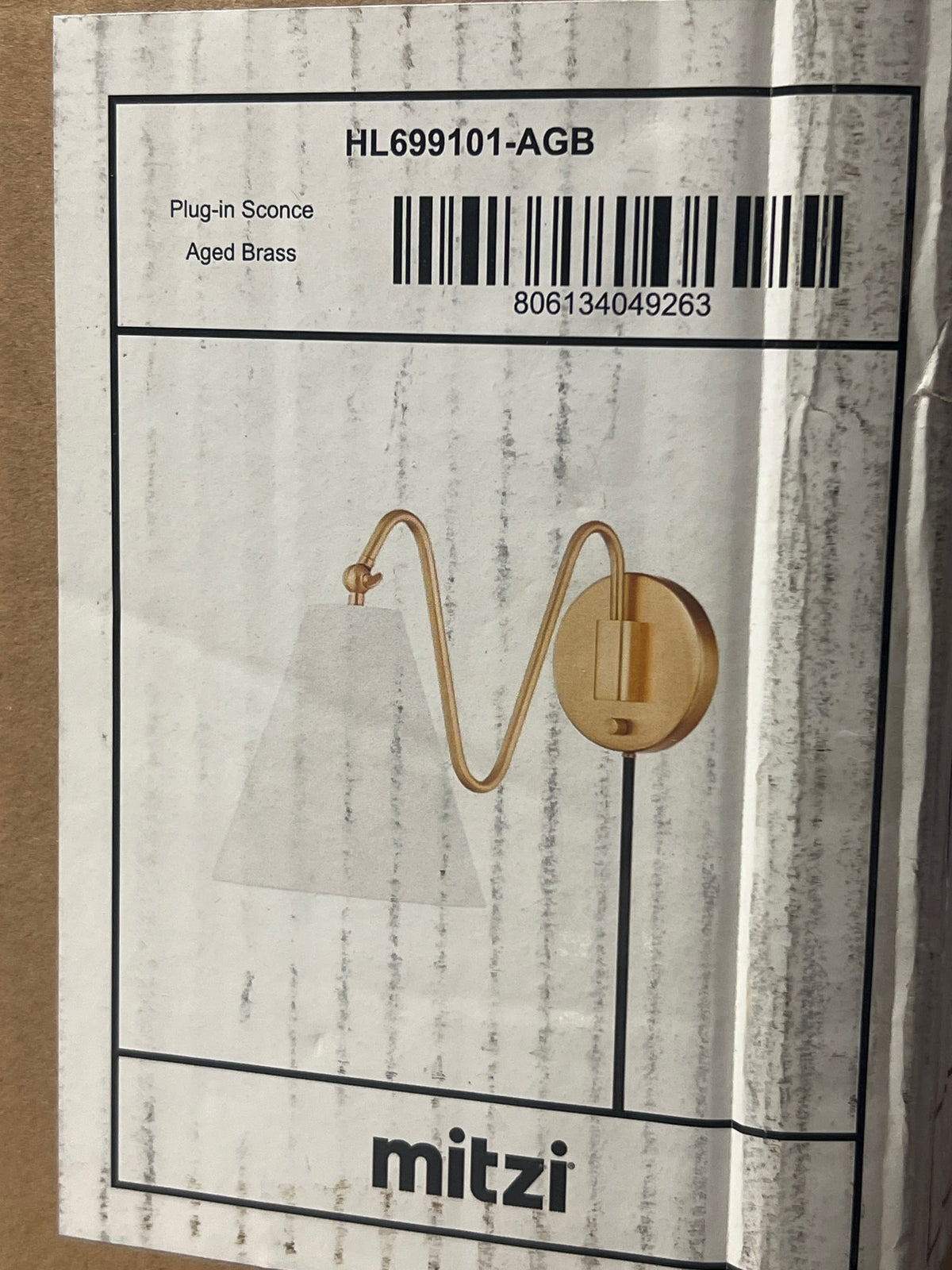 Mitzi HL699101-AGB Onda 13" Tall Hardwired or Plug-In Wall Sconce - Aged Brass