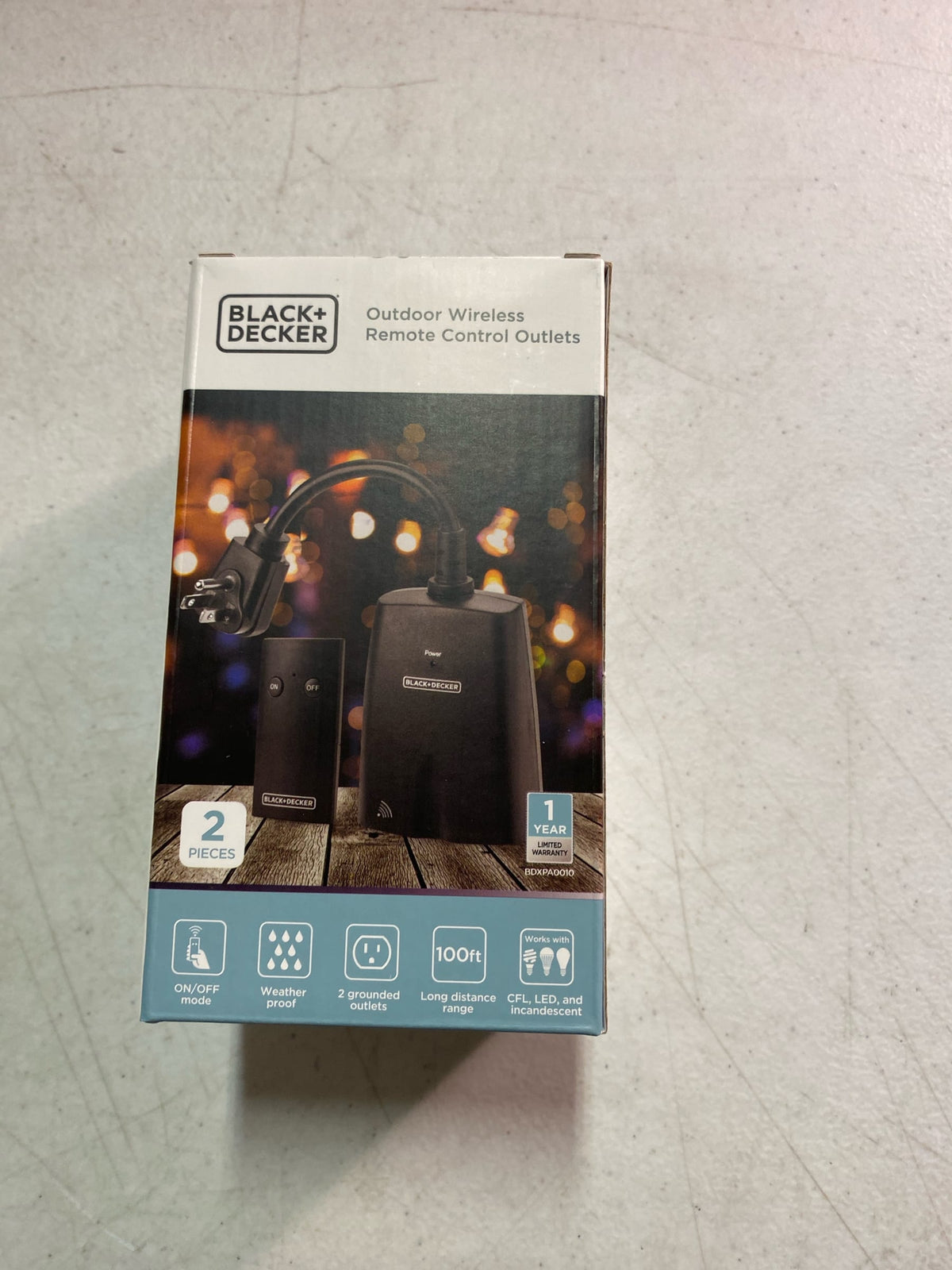 BLACK+DECKER Wireless Outdoor Outlet with Remote, 2 Grounded Outlets - Remote Light Switches