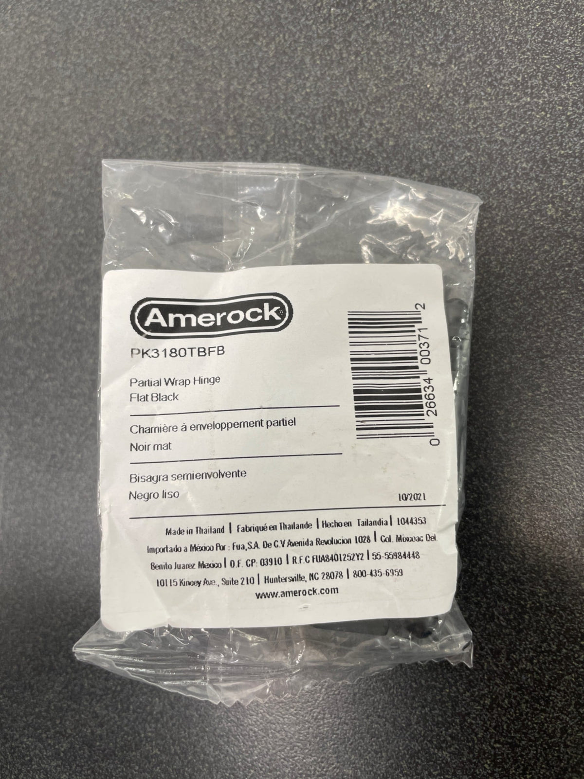 Amerock PK3180TBFB Functional Partial Wrap Full Inset Hinge with Ball Tip - Single Hinge - Flat Black