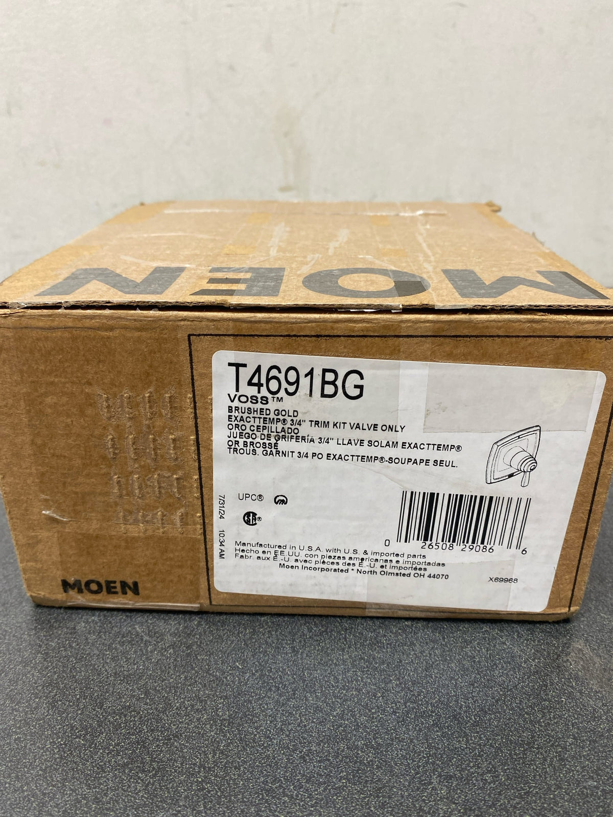 Moen T4691BG Voss Single Function Thermostatic Valve Trim Only - Less Rough In - Brushed Gold