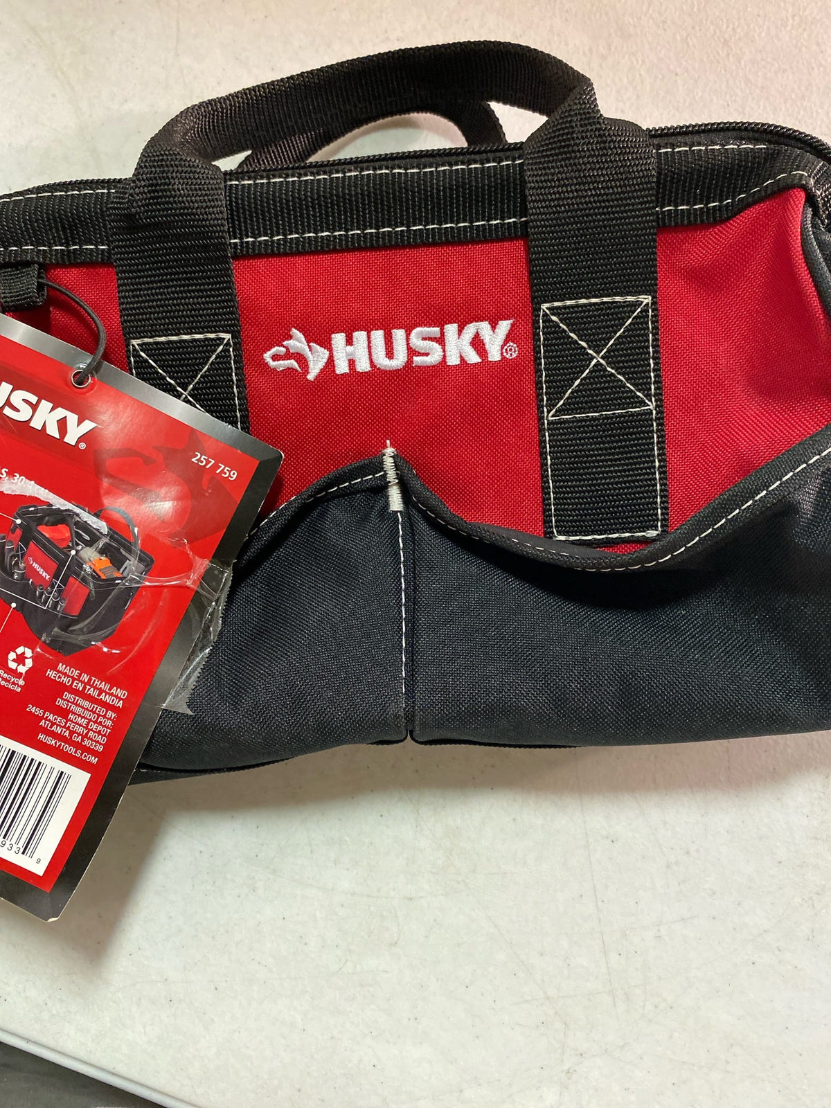 Husky jobsite Polyester Tool Bag constructed of 600 D, water-resistant material 12 in. x 7 in.