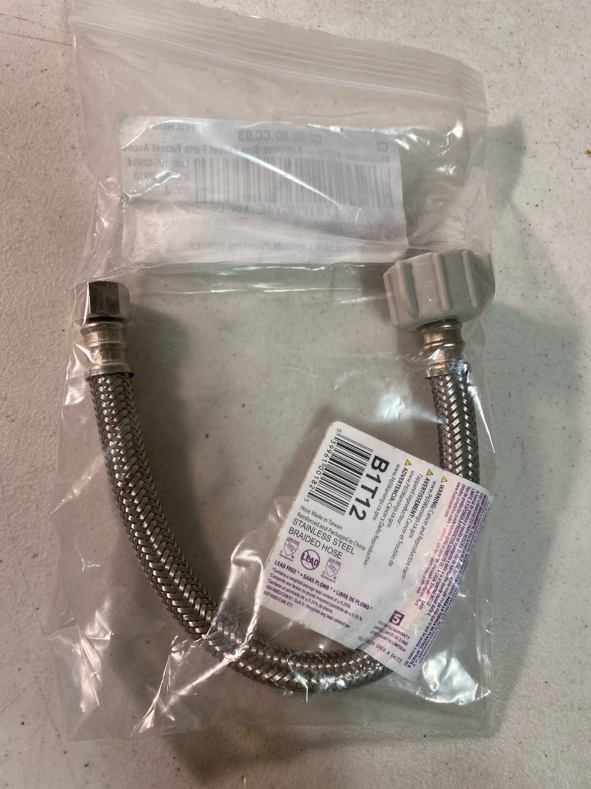 Fluidmaster 38in X 88in X 12in NoBurst Braided Stainless Steel Toilet Connector
