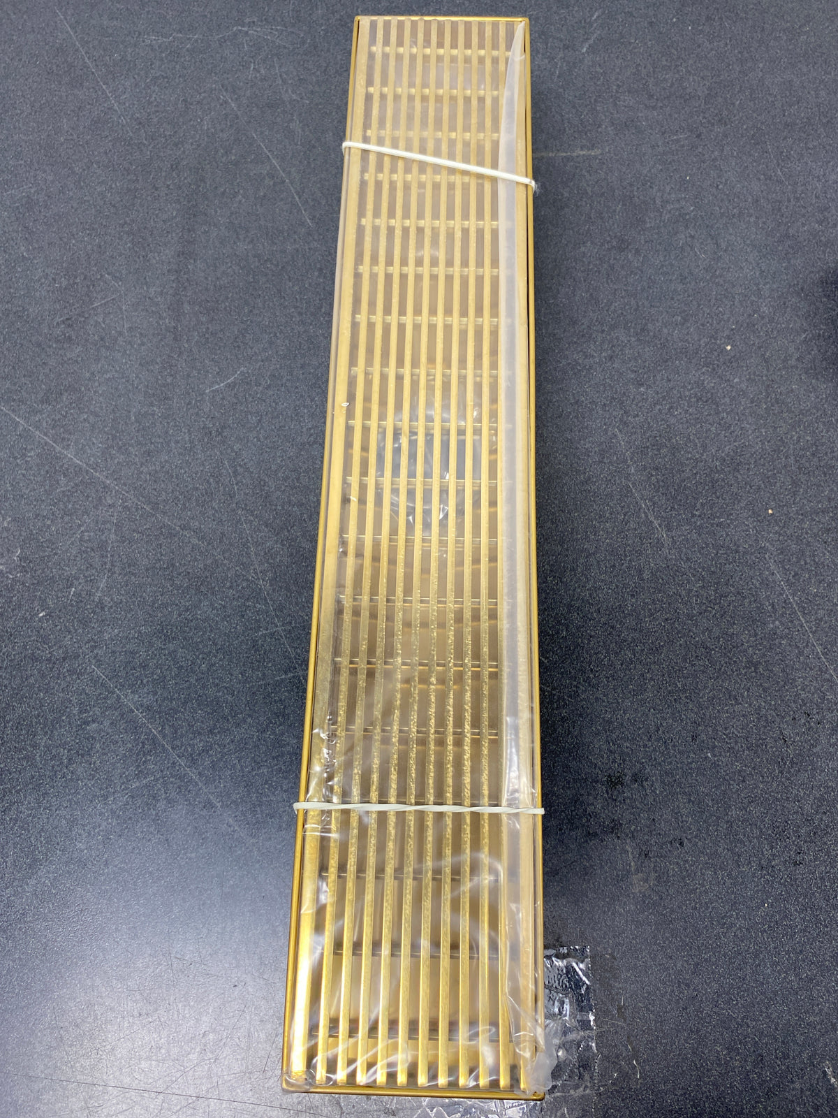 18" Carmen Linear Shower Drain - with Drain Flange - Polished Brass