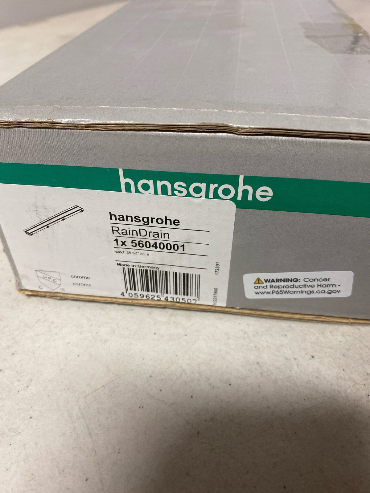 Hansgrohe 56040001 RainDrain Match Trim 35-1/4" with Height Adjustable Frame - Chrome