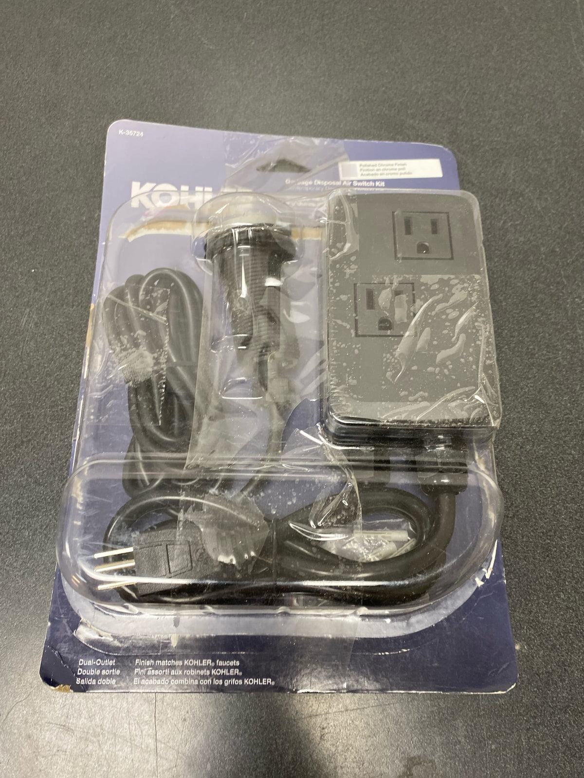 Kohler K-35724-CP Contemporary Garbage Disposal Air Switch Kit - Polished Chrome
