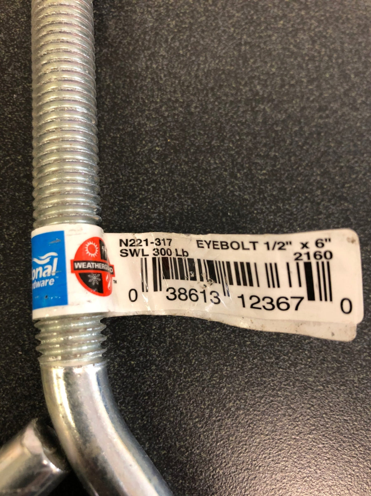 2160BC 1/2" x 6" Eye Bolt in Zinc