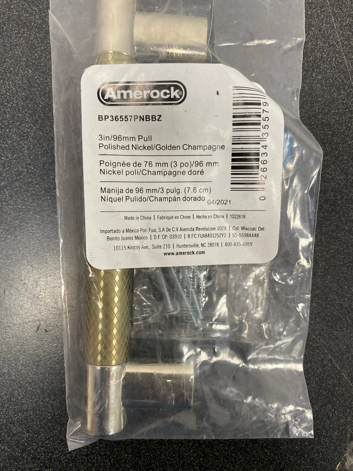 Amerock BP36557PNBBZ Bronx 3-3/4 Inch Center to Center Bar Cabinet Pull - Polished Nickel / Golden Champagne