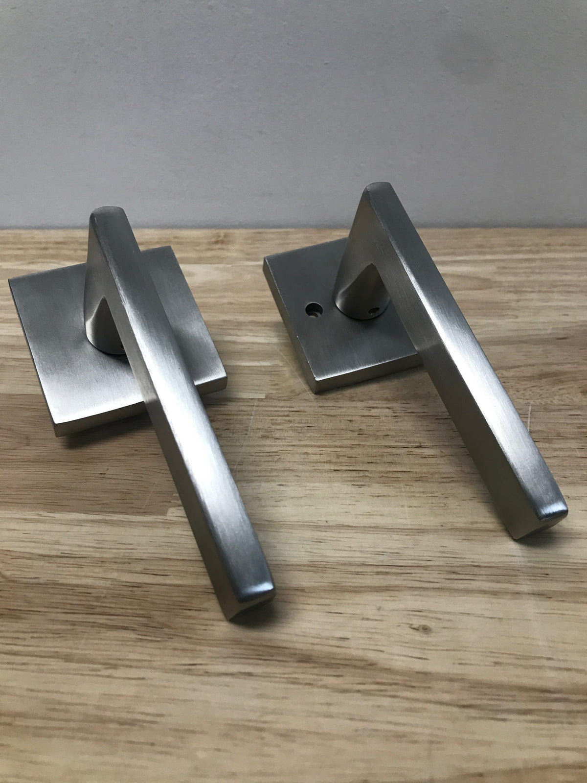 Emtek S100HLSS Helios Style Stainless Steel Passage Door Leverset from the Stainless Steel Modern Collection - Brushed Stainless Steel
