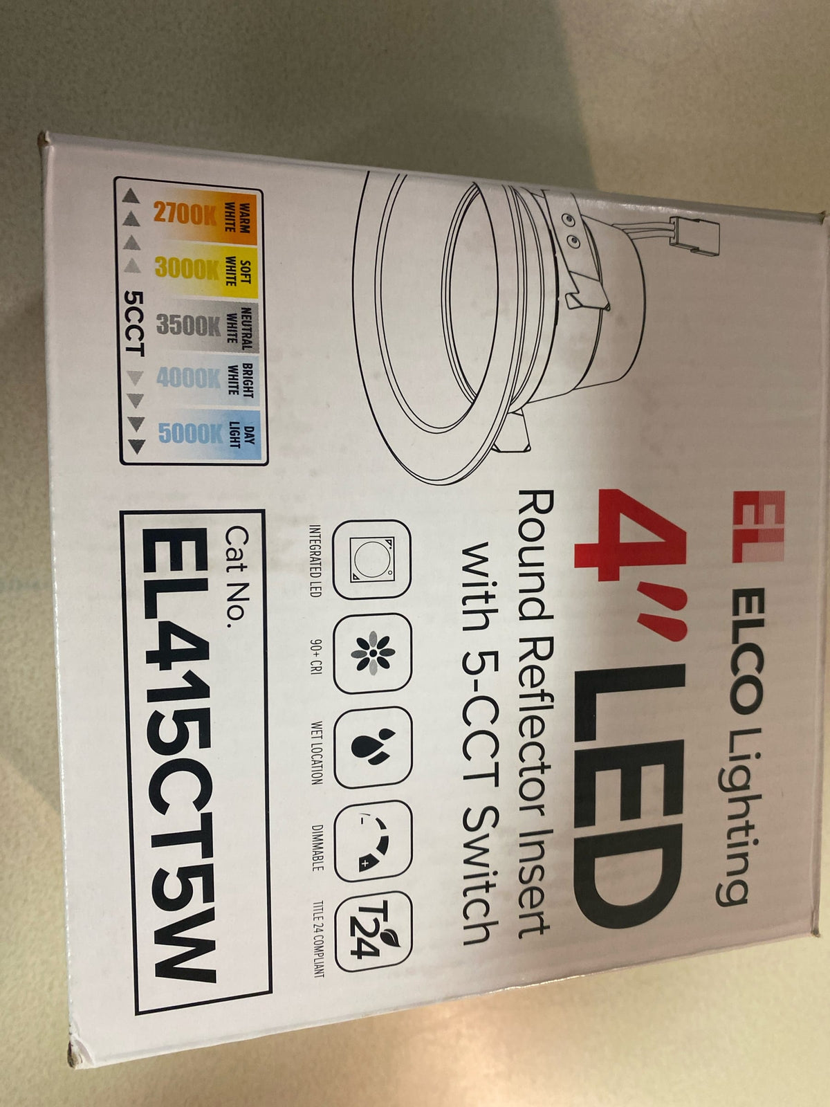 Elco EL415CT5W 4" Integrated LED Reflector Recessed Trim - 8550 Lumens 5000 Kelvin - White