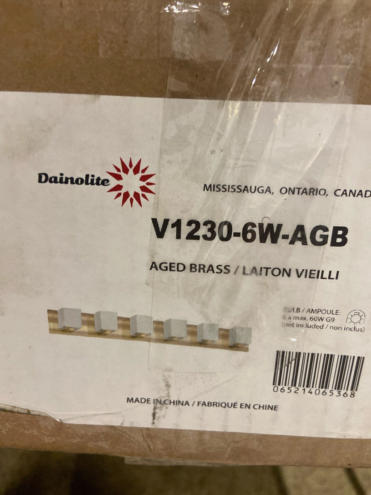 Dainolite Verona 6 Light Vanity Light - Aged Brass - White Glass Shade